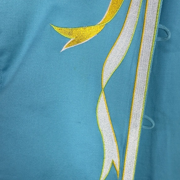Bob Mackie Wearable Art Womens Light Blue Embroidered Vintage Blouse Size Medium